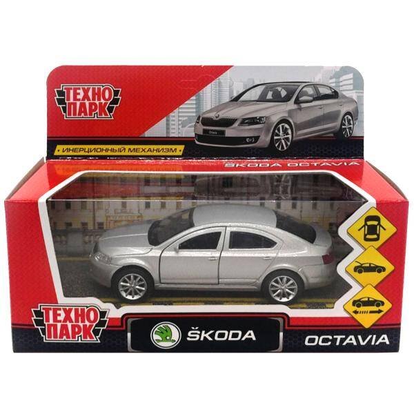 Машина металл "SKODA OCTAVIA" 12см, открыв. двери, инерц, СЕРЕБРИСТЫЙ в кор. Технопарк в кор.2*36шт