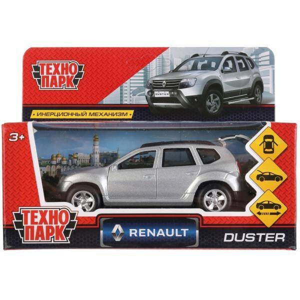Машина металл "RENAULT DUSTER" 12см, открыв. двери, инерц, серебристый в кор. Технопарк в кор.2*36шт