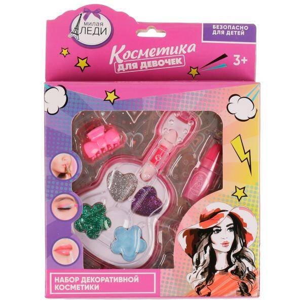Косметика ДЛЯ ДЕВОЧЕК тени для век помада, блеск для губ заколка аппликатор МИЛАЯ ЛЕДИ в кор.2*144шт