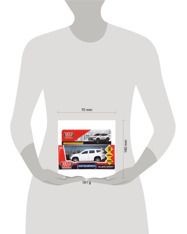 Машина металл "MITSUBISHI PAJERO SPORT" 12см, открыв двери, инерц, белый в кор Технопарк в кор2*36шт