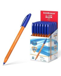 Ручка шарик. ErichKrause ULTRA GLIDE TECHNOLOGY U-108 ORANGE 1 мм синий оранж. треуг. корп.