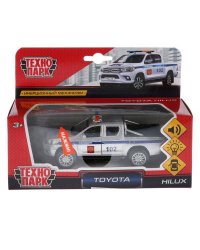 ТМ Технопарк. Машина металл "TOYOTA HILUX ПОЛИЦИЯ", длина 12см, свет+звук,инерц. в кор. в кор.2*36шт