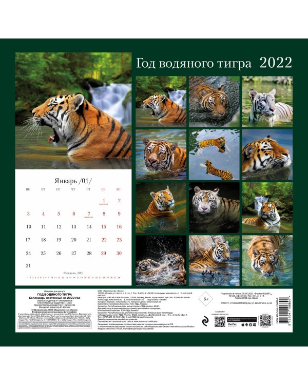 Год водяного тигра. Календарь настенный на 2022 год (300х300 мм)