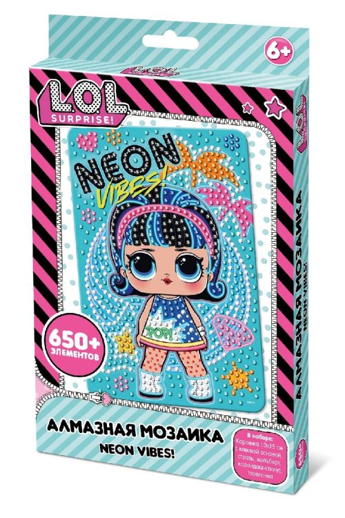 Алмазная мозаика LOL. 
 "Neon Vibes" 10х15 см.
