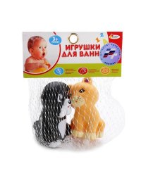 ИГРУШКИ ДЛЯ ВАННОЙ "ИГРАЕМ ВМЕСТЕ" ЩЕНОК+КОТ В СЕТКЕ (РУСС. УП.) в кор.2*50шт