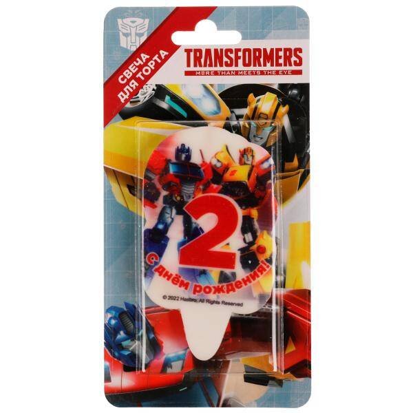 Свеча для торта Со стикером "2" Трансформеры блистер ЧУДО ПРАЗДНИК в кор.48шт