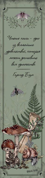 Закладка с резинкой. Bruk.herbs (оформление с грибами)