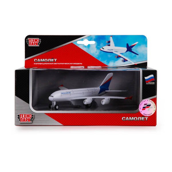 "ТЕХНОПАРК" (Умка) САМОЛЕТ "ТЕХНОПАРК" МЕТАЛЛ. ИНЕРЦ., СВЕТ+ЗВУК В РУСС. КОР. в кор.2*24шт
