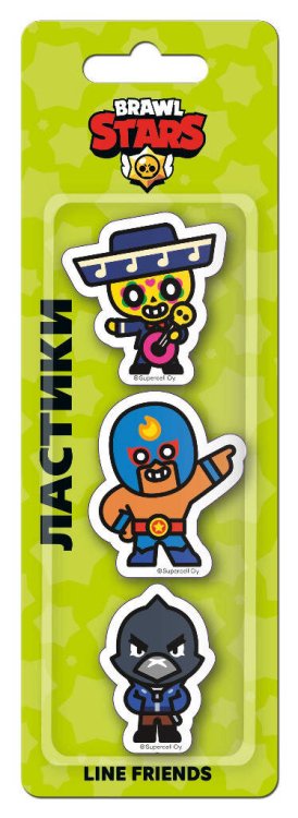 Brawl Stars. Ластики фигурные Леон, Эль Примо, Ворон