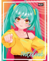 MyArt. БЛОКНОТ в линию Яркие девочки Аниме. Девочка с бирюзовыми волосами