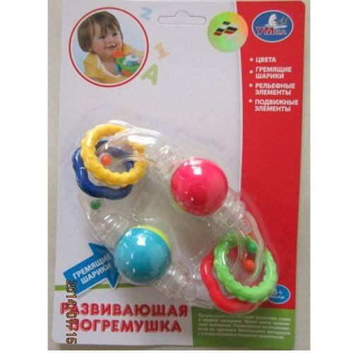 ПОГРЕМУШКА "УМКА" С ШАРИКАМИ НА БЛИСТЕРЕ (РУСС. УП.) в кор.2*24шт