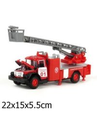 МАШИНА "ТЕХНОПАРК" МЕТАЛЛ. ИНЕРЦ. ЗИЛ 131 ПОЖАРНАЯ СЛУЖБА, СВЕТ+ЗВУК В РУСС. КОР. в кор.2*24шт