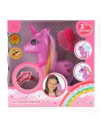 Пони 15 см светится рог, озвученный, поет песню, расческа в комплекте, КАРАПУЗ в кор.36шт