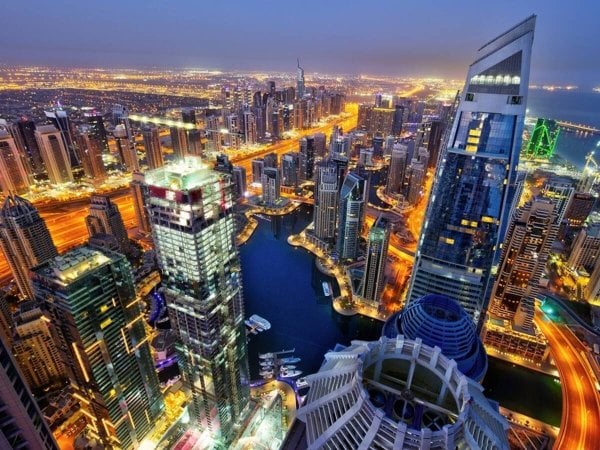 ГОРОД (Рыжий Кот) Алмаз мозаика (клас.) 30х40 см, с подр., с полн. заполн. ( цв.) Небоскребы в Дубае ( Арт. AC34014)