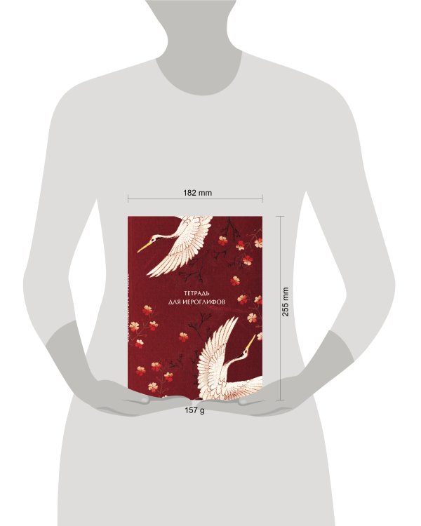 Дополнительное изображение книги «Тетрадь для иероглифов, блок с дополнительным полем (Журавли и цветы)»