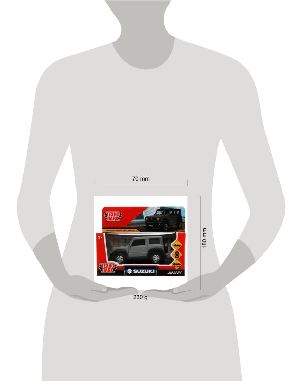 Машина металл SUZUKI JIMNY 11,5 см, двер, баг, инер, сер, кор. Технопарк в кор.2*36шт