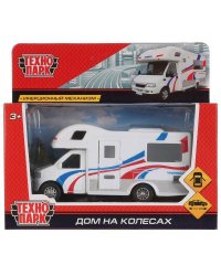 Машина металл "ДОМ НА КОЛЕСАХ" 12,5см, открыв. бок. дверь, инерц. в кор. Технопарк в кор.2*48шт