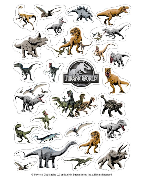 Динозавры Jurassic World. Набор наклеек (формат А5, в пакете)