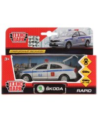 Машина металл SKODA Rapid полиция 12см, открыв двери и багажник, инерц. в кор Технопарк в кор.2*24шт