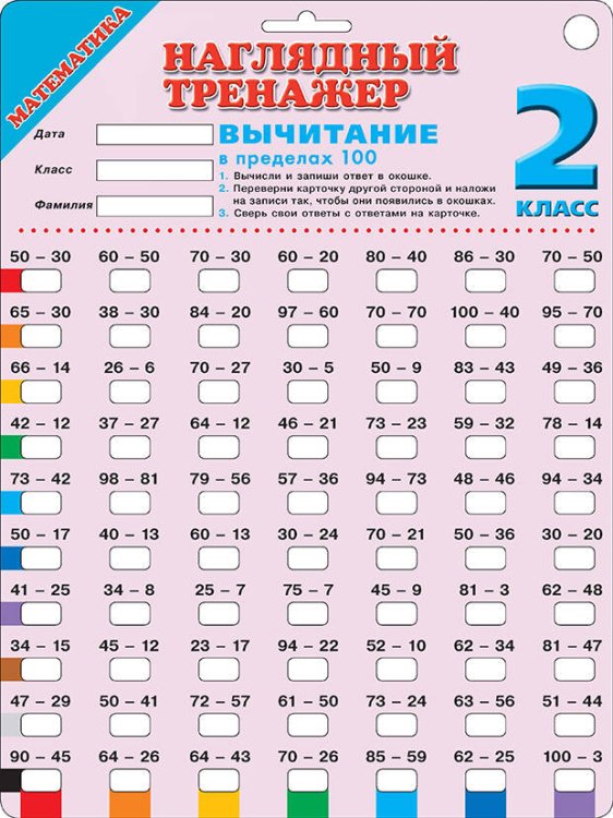 Наглядный тренажер Математика. Вычитание в пределах 100. 2 класс