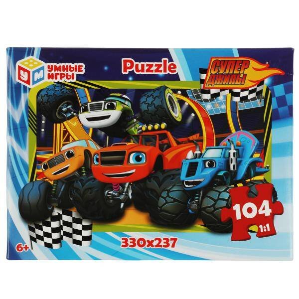 ПАЗЛЫ в коробке 104 детали (Умка) Пазлы. Суперджипы. 104 детали. 190х141х35мм. Умные игры в кор.24шт