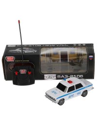 Машина р/у ВАЗ-2106 ПОЛИЦИЯ 18 см, свет, бел, кор. Технопарк в кор.24шт