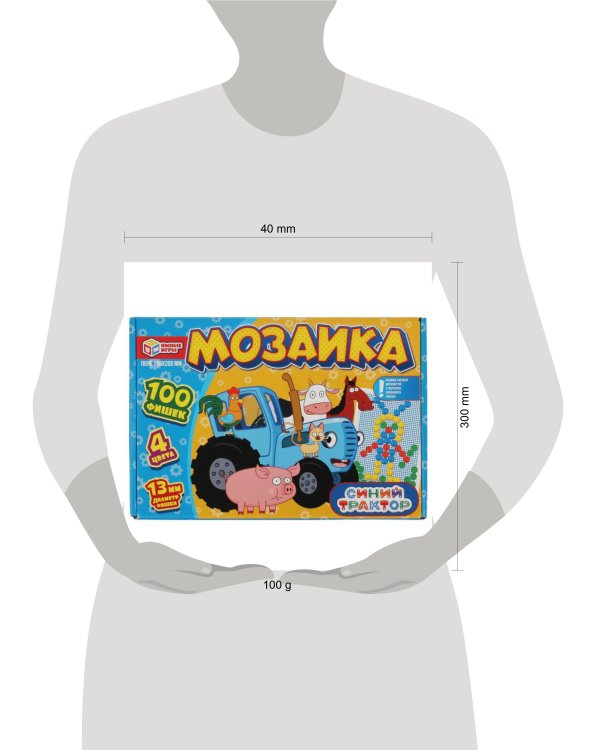 Синий трактор. Мозаика пластиковая. 100 фишек. 4 цвета. Поле 280х200мм. в кор. Умные игры в кор.16шт