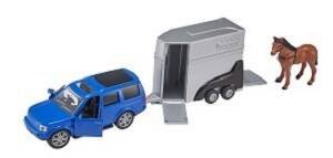 Die cast (Юнитойс) Джип 4х4с прицепом для лошади и лошадью
