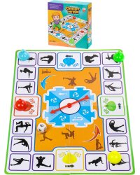 Игра настольная "Спорт игра"(21х20,5х4,6)(разм. игр.поля 37х27, 4 крышки,1 кубик) ( Арт. Y25458047)