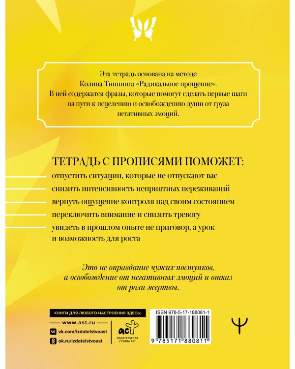 Прописи для исцеления души, избавления от гнева и чувства вины. На основе метода Типпинга «Радикальное прощение»