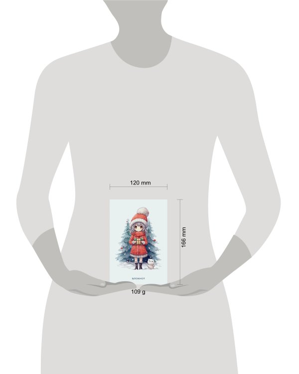 Аниме. Новогодний блокнот (А6, 48 л., цветной блок, на пружине, белый)