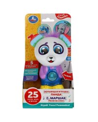 Обучающая игрушка панда Маршак 25 песен,фраз,звуков.текстильные уши.свет.кор.бат. Умка в кор.108шт