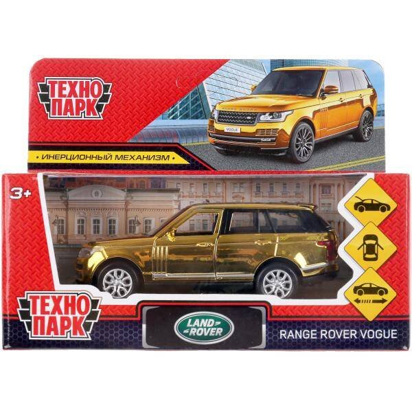 Машина металл "range rover vogue хром" 12см, откр.двери, инерц, золотой в кор. Технопарк в кор2*36шт