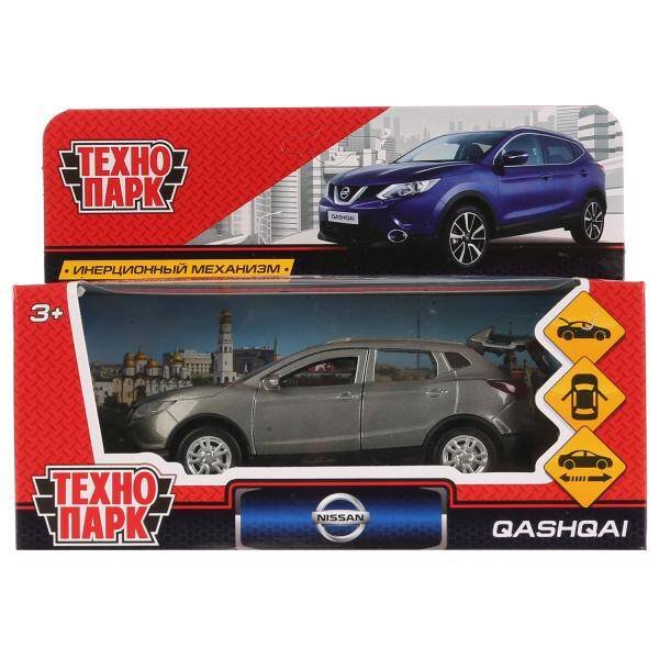 ТМ Технопарк. Машина металл "NISSAN QASHQAI" 12см, откр дв, багаж, инерц, СЕРЫЙ. в кор. в кор.2*36шт