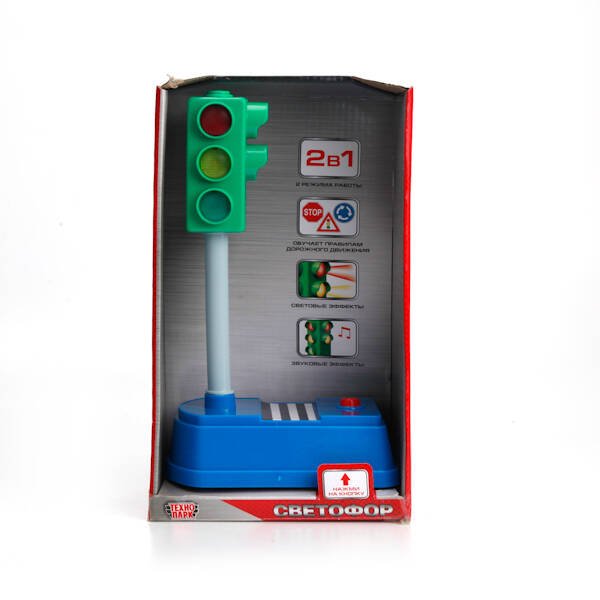 "ТЕХНОПАРК" (Умка) СВЕТОФОР "ТЕХНОПАРК" 21СМ БОЛЬШОЙ, СВЕТ+ЗВУК В РУСС. КОР. в кор.2*12шт