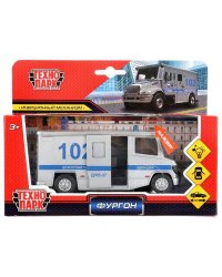 Машина металл универсал полиция 14см, свет+звук, открыв. двери, инерц. в кор. Технопарк в кор.2*24шт