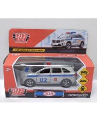 ТМ ТЕХНОПАРК. МАШИНА МЕТАЛЛ. KIA SORENTO PRIME ПОЛИЦИЯ 12СМ, ОТКРЫВ. ДВЕРИ, ИНЕРЦ В КОР в кор.2*24шт