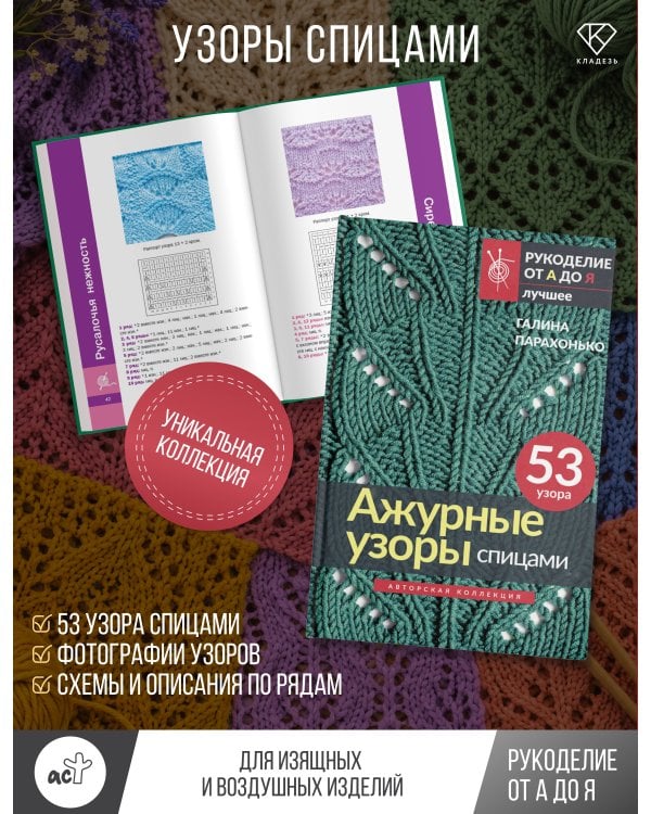 Дополнительное изображение книги «Ажурные узоры спицами. Авторская коллекция»