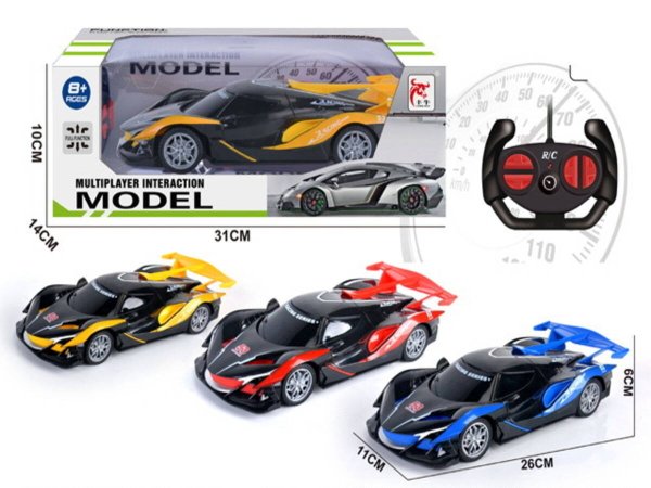 более 25см (Рыжий Кот) Машинка на р/у "Спортивная"(26х11х6 см)(свет,4*АА и 2*АА не в к-те,в кор.) ( Арт. 2300245)