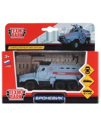 Машина металл БРОНЕВИК РОСГВАРДИЯ 12 см, двер, багаж, пушка, инер, кор. Технопарк в кор.2*24шт