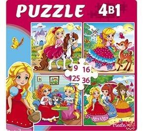 14. ПАЗЛЫ (4 в 1) (9,16, 25, 36 эл.) (Рыжий Кот) ПАЗЛЫ 4 в 1. МИЛЫЕ ПРИНЦЕССЫ (9,16, 25, 36 эл.) (Арт. П-5812)