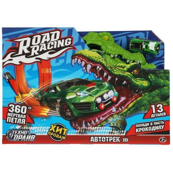 ТРЕКИ (Умка) Автотрек с катапультой, крокодил, кор.36*25*9,5см ТЕХНОДРАЙВ в кор.36шт