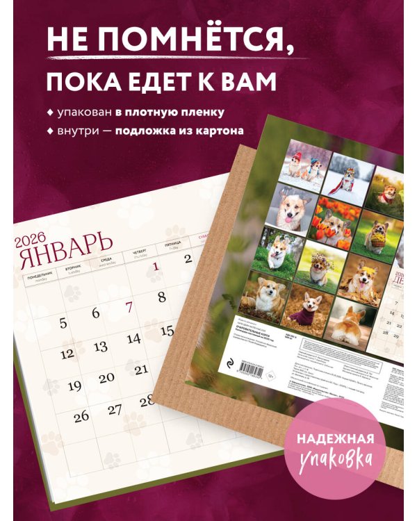 Очаровательные корги. Календарь настенный на 2026 год (300х300 мм)
