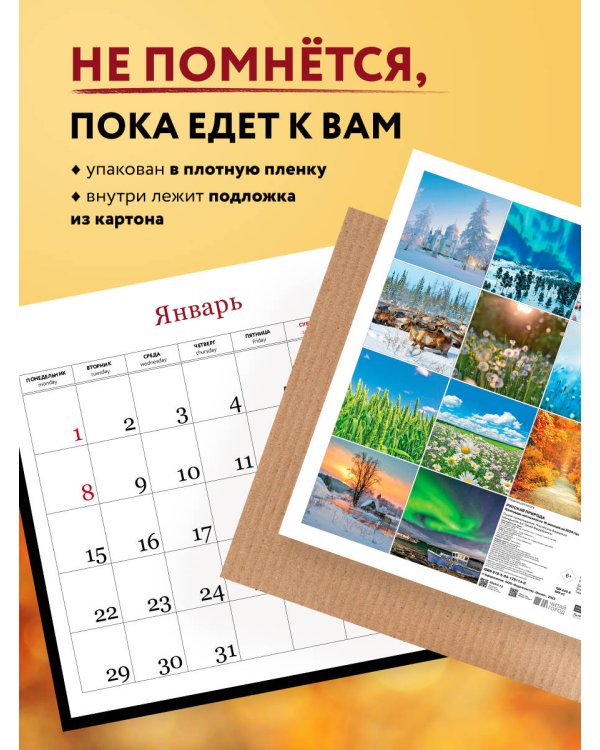 Русская природа. Календарь настенный на 16 месяцев на 2024 год (300х300 мм)