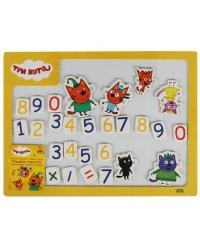 Игрушка деревянная Три Кота магнитная доска "цифры", терм. пакет Буратино в кор.60шт