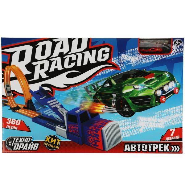 Автотрек с катапультой, звук, маш.мет, кор.45,5*29*6,5см ТЕХНОДРАЙВ в кор.2*18шт