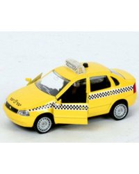 МАШИНА "ТЕХНОПАРК" МЕТАЛЛ ИНЕРЦ ЛАДА-КАЛИНА ТАКСИ, СВЕТ+ЗВУК, ОТКРЫВ. ДВЕРИ В КОР.в кор.2*24шт
