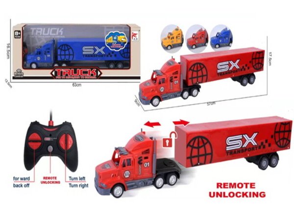 Грузовики, техника Р/У (Рыжий Кот) Машинка на р/у "Грузовик с прицепом" (3*АА и 2*АА не в к-те,в кор.) ( Арт. 2283219)