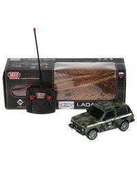 Машина р/у LADA 4x4 18 см, свет, камуф, кор. Технопарк в кор.24шт