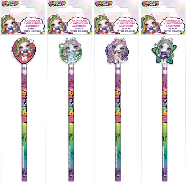 Карандаш ч/г Poopsie с фигурным ластиком